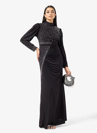 فستان سهرة نعمة مزخرف - أسود