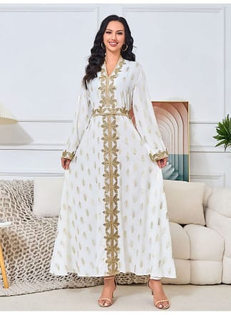 عباءة مسلمة بيضاء طويلة الأكمام