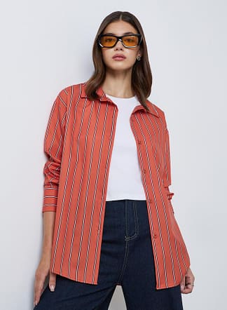 Take Two Striped Long Sleeve Oversized Shirt أنيق من Take Two